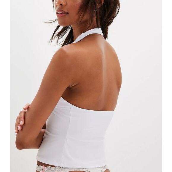 NWT Free People Intimately Still Here Halter Cami,‎ White, Sz M - Picture 1 of 10